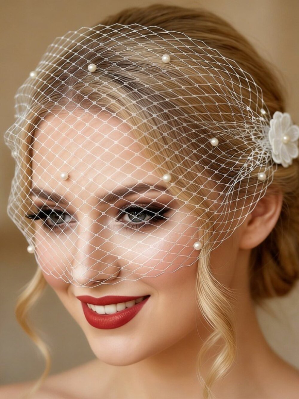 Vintage Birdcage Bridal Veil Floral Hair Clip Headpiece 2p